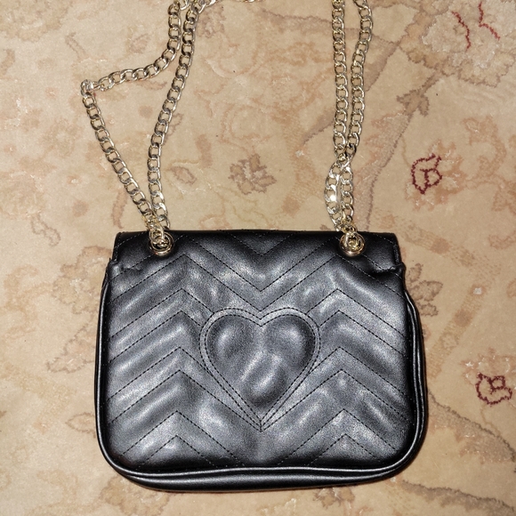 Dhgate GG Black Leather Shoulder FASHION Bag with Gold Chain - Picture 5 of 6